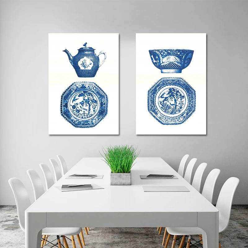 chinese style blue and white porcelain decoration wall art pictures