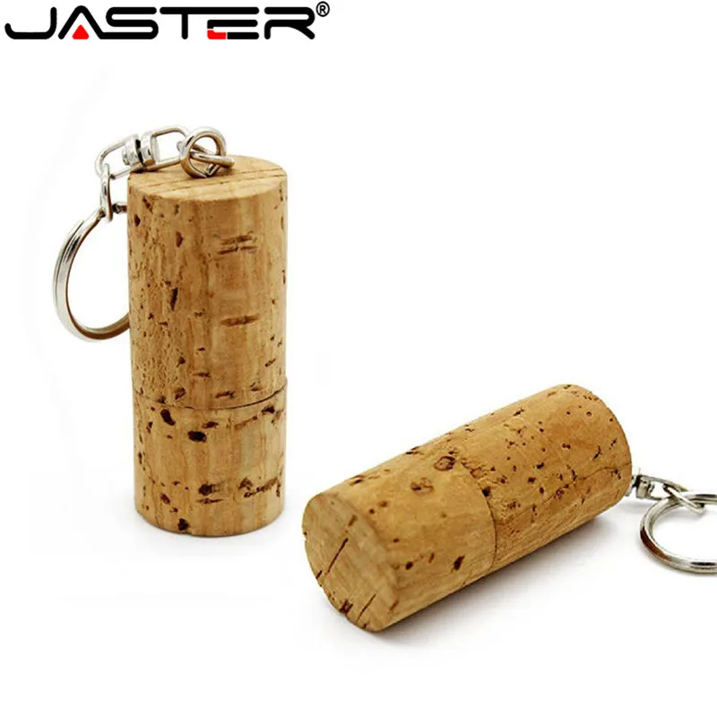 JASTER деревянный пробковый USB флеш-накопитель, деревянная бутылочная вилка, флешка, 4G 8GB 16GB 32GB 64 GB, ручка-накопитель с логотипом брелка, индивидуальный подарок