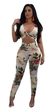 

women Summer Long Jumpsuits sexy White Floral Straps Rompers Sleeveless Bodysuits Overalls