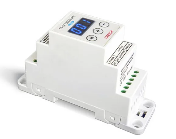 

2019 LTECH DIN-DMX-5A DIN Rail DMX Decoder 3CH DMX-PWM Decoder DC5-24V input 5A*3CH Max 15A output