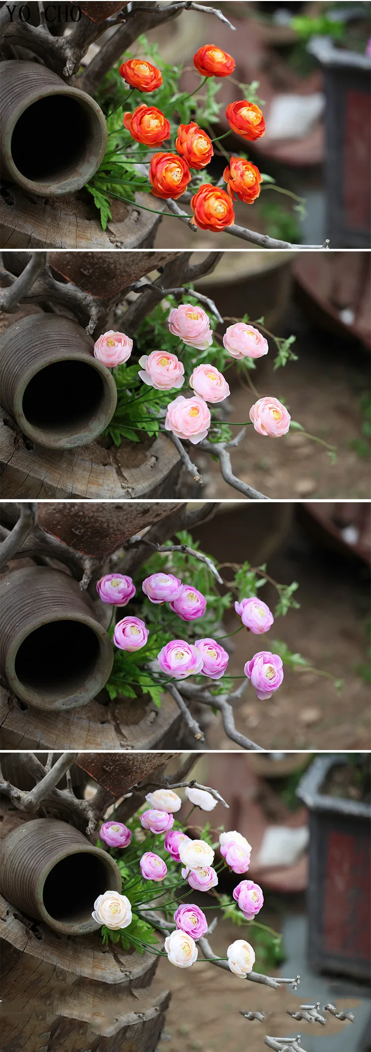 pink   artificial Ranunculus asiaticus flower branch mini peonies fake Persian Buttercup silk Tea Rose decorative flowers bouquet (7)