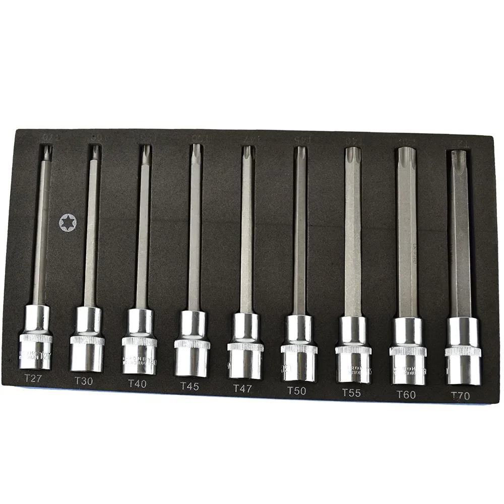 

New 9PCS 1/2'' 140mm (L) Long Torx Bit Sockets, Star, Torxs