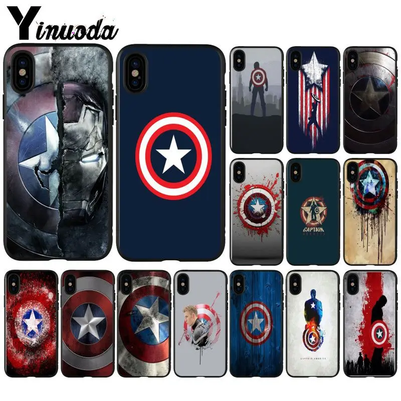 

Yinuoda Capitan America Shield Hot Sales Fashion Mobile Phone Case for iPhone SE 5 6 7 8 6plus 7plus 8 8Plus X XS MAX XR