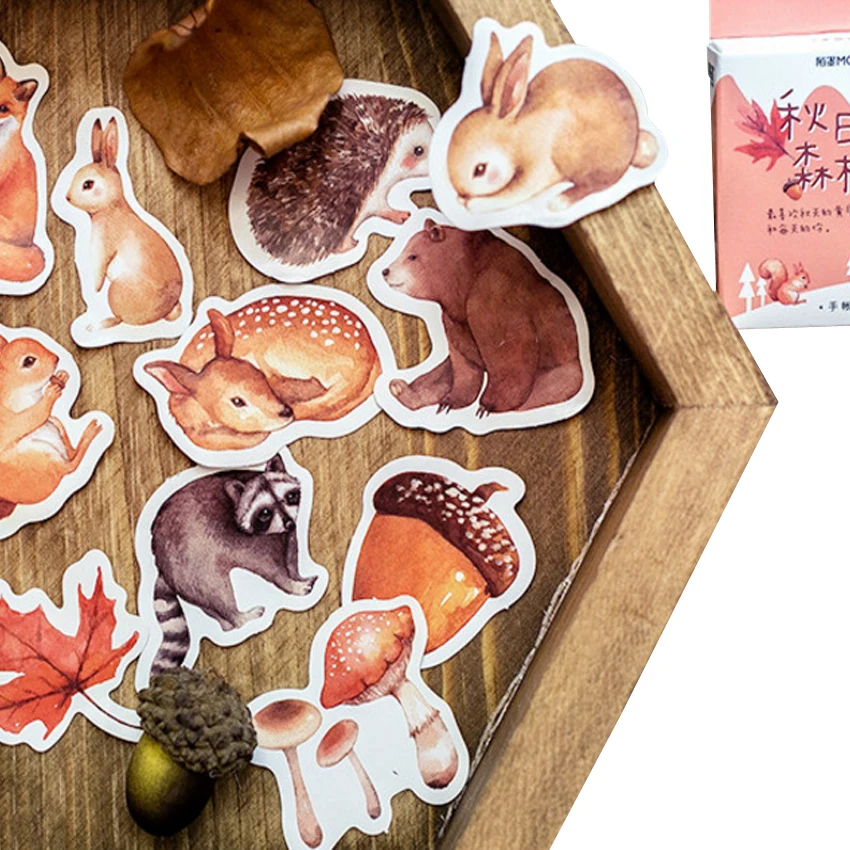 

20pack/lot Creative Autumn forest Sticker Maple leaves Animals Mini Paper Sticker Deco DIY Ablum Diary Scrapbook Label Sticker