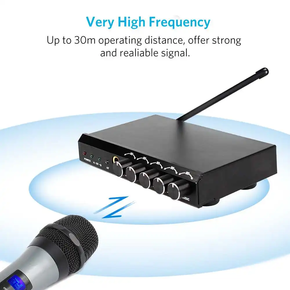 ARCHEER Беспроводная bluetooth микрофонная система VHF Dual Chanels портативная микрофонная система s мини Портативная Поющая караоке микшер