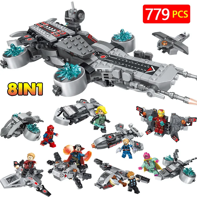 

The Shield Aircraft Carriers LegoINGLY Marvel Super Heroes Space Ship Iron Man Action Figure Blocks Bricks Toys For Boys 8 in 1