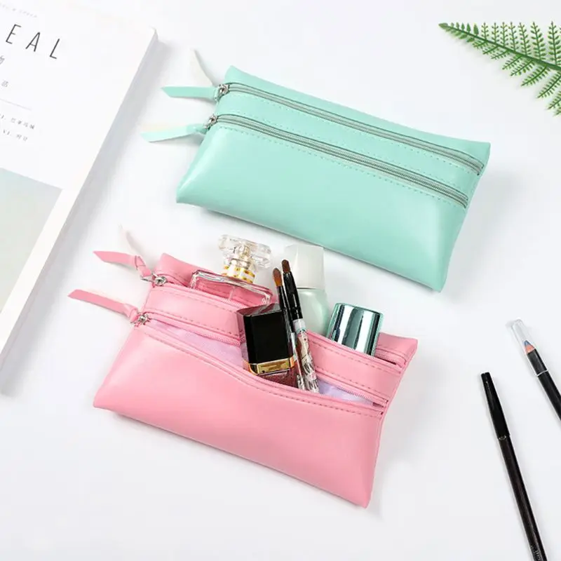 

1Pc Women Multifunction Travel Cosmetic Bag Organizer Makeup Case Pouch Zipper Makeup Bag Two Zipper Cosmetic Cases