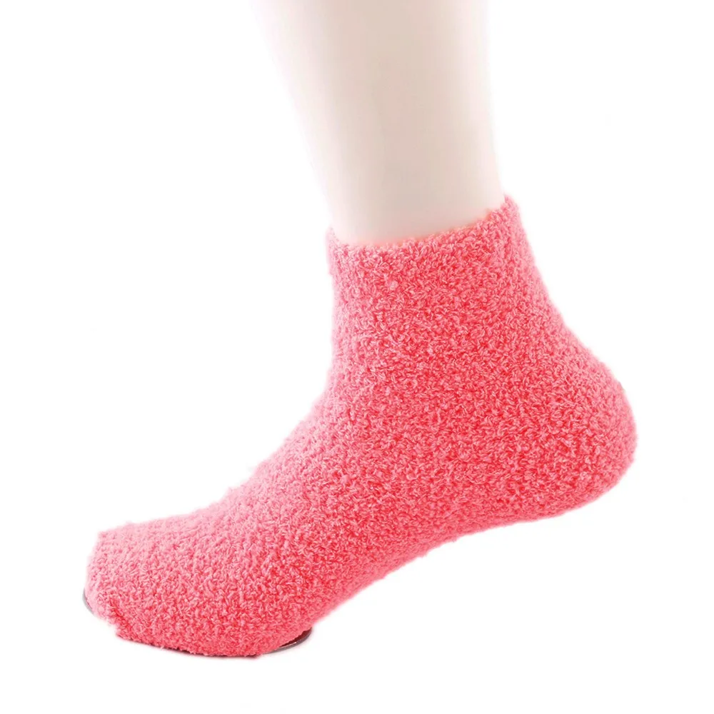 1 пара зима осень теплые модные повседневное карамельный цвет женские толстые флисовая тапочка кораллового цвета короткие носки нечетких чулочно-носочные изделия