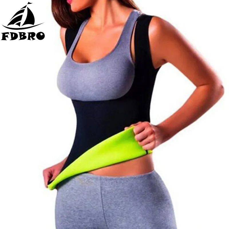 

FDBRO Corrective Underwear Slim Tank Top Vest Women Neoprene T-Shirt Fitness Sports Corset Waist Trimmer Weight Loss Body Shaper