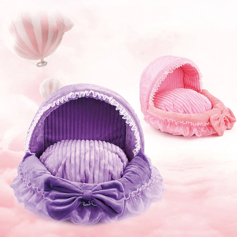 

Cute Lace Princess Removable Pet Litter Dog Cat Puppy Pet Basket Bed Warm Dream Nest Pet Kennel Cat Dog Luxury Sofa Bed Bichon
