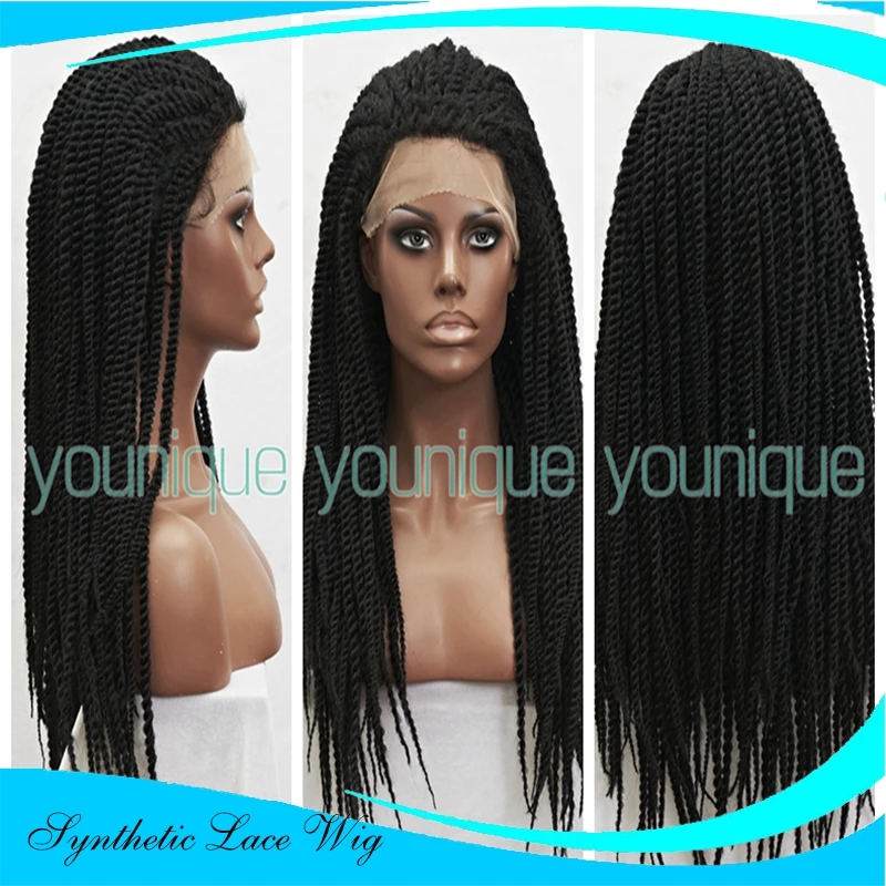 Braided Heat Resistant Hair Big Twist Braids Woman Synthetic Lace