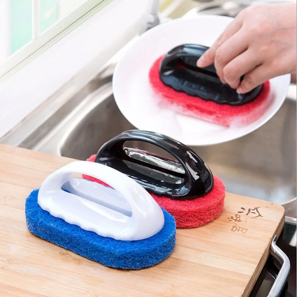1pcs Kitchen handle sponge cleaning brush furnace tile brush bathroom sponge cleaning brush tool