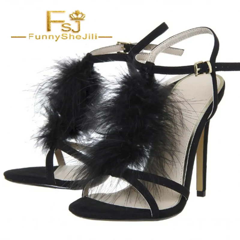 wide width fur heels