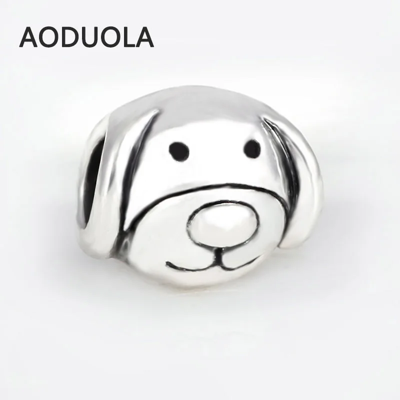 

10 Pcs a Lot Silver Alloy Beads Dog Shape Lovely bead DIY Big Hole Metal Beads Spacer Bead Charm Fit For Pandora Charms Bracelet