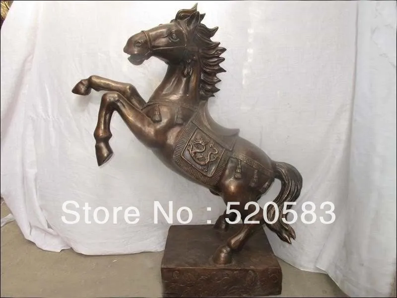 

33"Huge Chinese Bronze carve Dragon Flying jumping horse Feng Shui statue