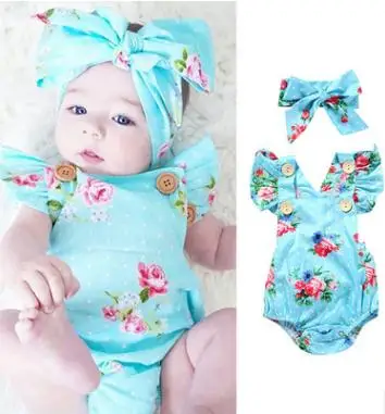 

Hot Children's Clothing 2019 Spring Baby Girl Clothes for 1-2 Years Baby Conjoined Clothes Romper Floral Newborn Clothes FZ2193
