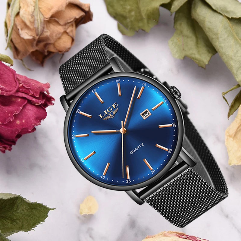 LIGE Women Watches Top Brand Luxury Simple Fashion Watch Ladies Stainless Steel Waterproof Mesh With Clock Quartz Wristwatch+Box LIGE Women Watches Top Brand Luxury Simple Fashion Watch Ladies Stainless Steel Waterproof Mesh With Clock Quartz Wristwatch+Box