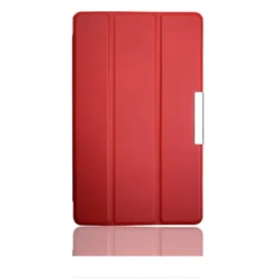 Premium PU Leather Folding Folio Tablet Case with Stand and Auto Sleep/Wake Function (Red)
