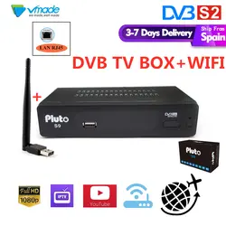 DVB S2 в Спутниковое ТВ-приставка + USB WI-FI с LAN RJ45 Поддержка FULL hd AVS + имеют Youtube Cccam Dolby Bisskey приставки