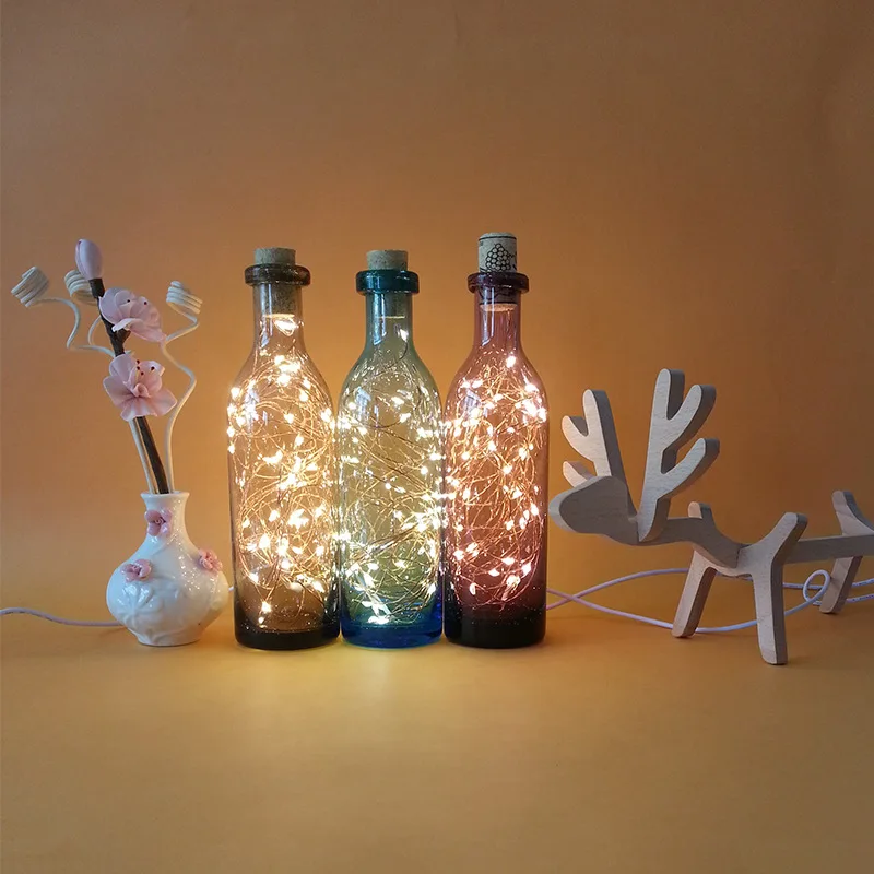 Billige Nordic Kreative Holz Deer Lampe LED Streifen Lichter Blau Glas Flasche Nacht Lichter Kunst Deco USB Beleuchtung Chirstmas Geburtstag Geschenk