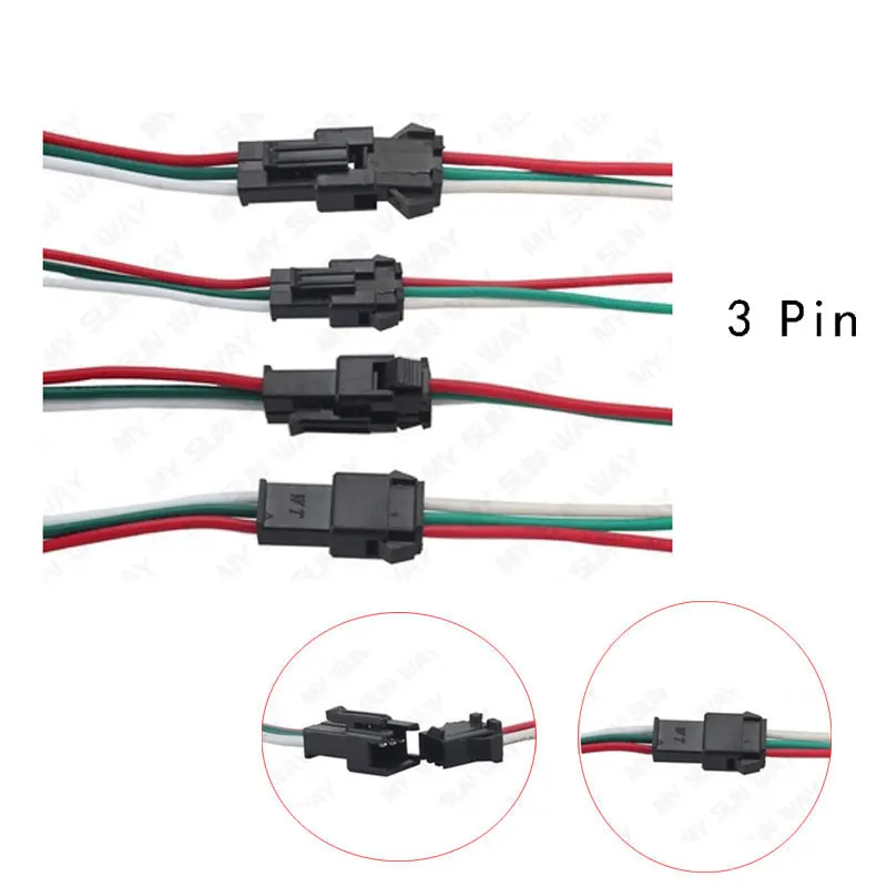 

5 Pair led strip connector 3pin WS2812B WS2812 5050 RGB LED Strip Light SM JST Male Female Connector Wire Cable
