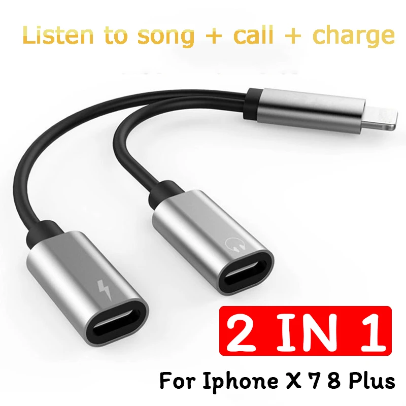 Beste 2 IN 1 Oortelefoon Audio Opladen Splitter Adapter Voor iPhone X 7 8 Plus Hoofdtelefoon Converter voor Lightning Kabel Jack AUX Converter