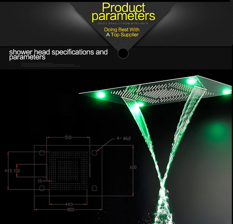 5 функций Интеллектуальный набор для душа Водопад Пульт дистанционного управления Светодиодный потолок