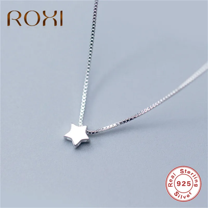 ROXI 925 пробы Серебряное колье ожерелье звезда ожерелье с подвеской простое серебряное ожерелье для женщин хорошее ювелирное изделие колье femme Bijoux