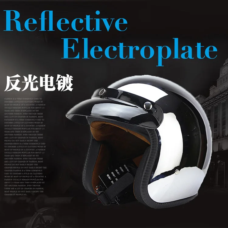 Free Shipping New Personalized Fashion Chrome Cascos Capacete Motorcycle Helmet 3/4 Open Face Vintage Scooter Jet Helmets