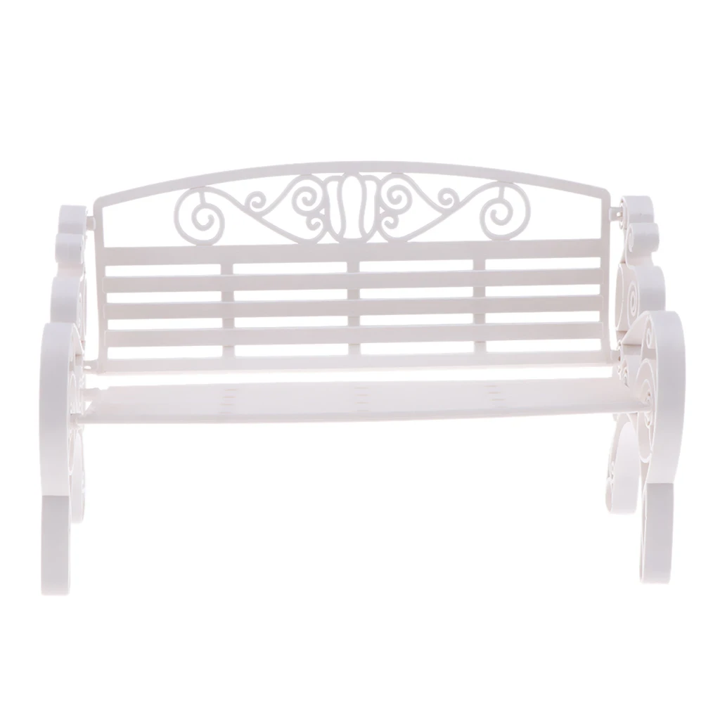 1/6 Dollhouse Miniature Exquisite Park Bench for Fairy Garden Decoration (Plastic) - Size 8.66 x 3.64 x 5.51 inch
