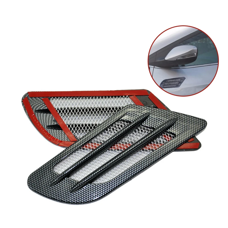 

2pcs Never Fade Carbon Fiber Sticker Car Styling Side Air Flow Vent Fender Hole Cover Intake Grille Duct Decoration Sticker