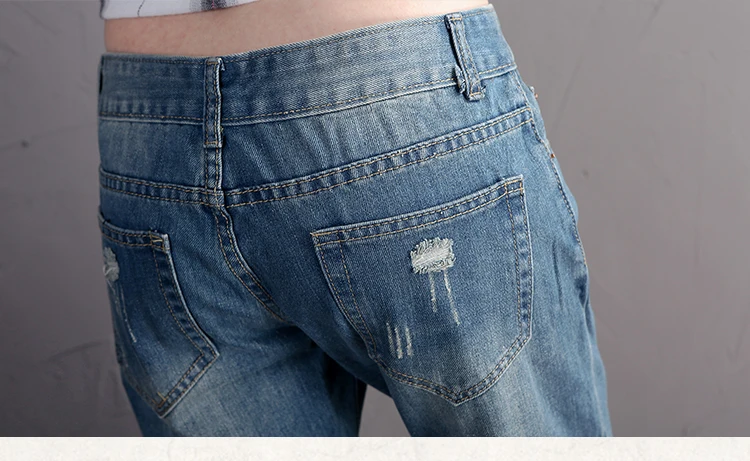 Весенние и осенние женские отбеленные тонкие хлопковые джинсы до щиколотки тонкие джинсы индивидуальные маленькие Гаремные штаны с дырками wj930