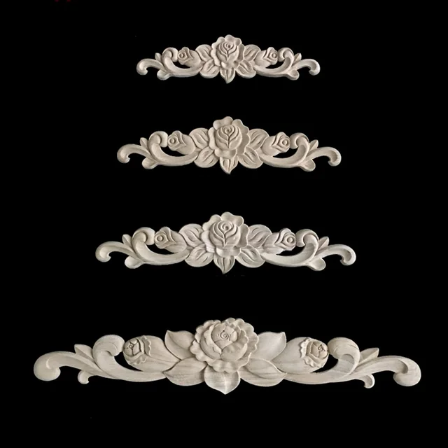 Wood Liques Exquisite Flower Carved Decal Corner Onlay Wood Liques Exquisite Flower Carved Decal Corner Onlay Lique Frame For Home Furniture Cabinet Door