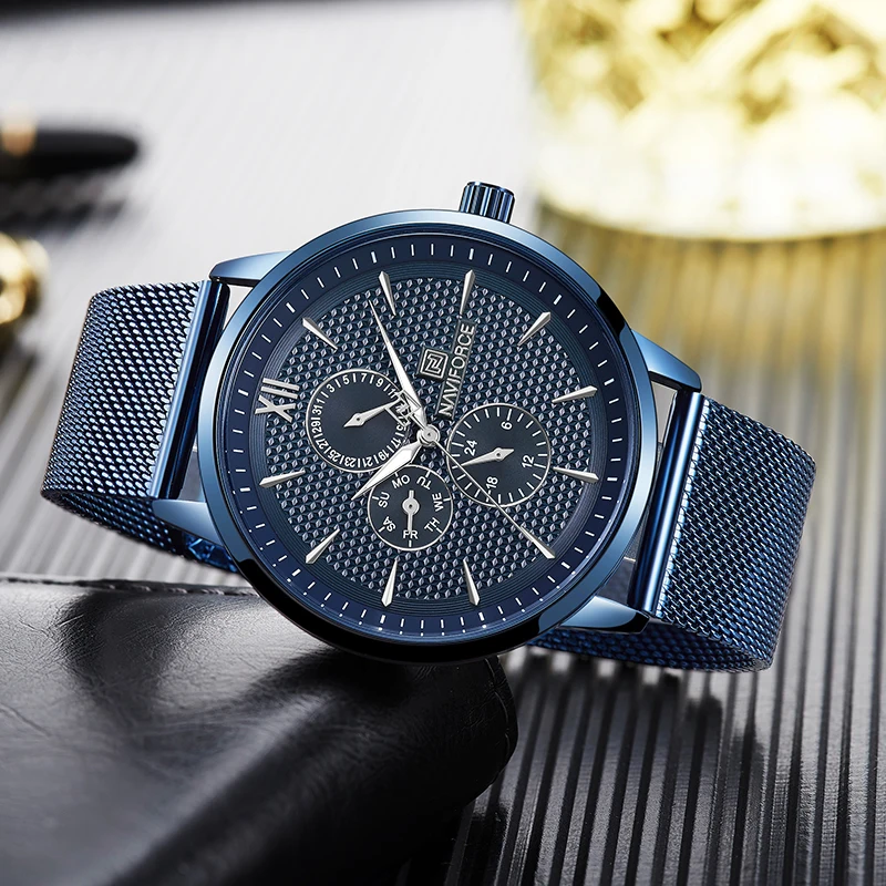 

Watch for Men Top Luxury Brand Fashion Waterproof Ultra Thin Clock Male Full Steel Quartz Watch Men Business WristwatchNAVIFORCE