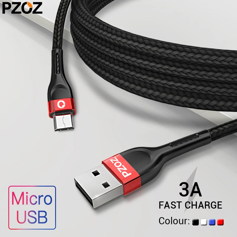 

PZOZ Micro Usb Cable 3A Fast Charging For Samsung Huawei Xiaomi redmi LG Data Cable Android Mobile Phone Charger Microusb Cord