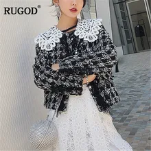 RUGOD новая клетчатая куртка пальто с длинным рукавом тонкое пальто винтажное хлопковое Короткое женское пальто осенне-зимняя одежда для женщин