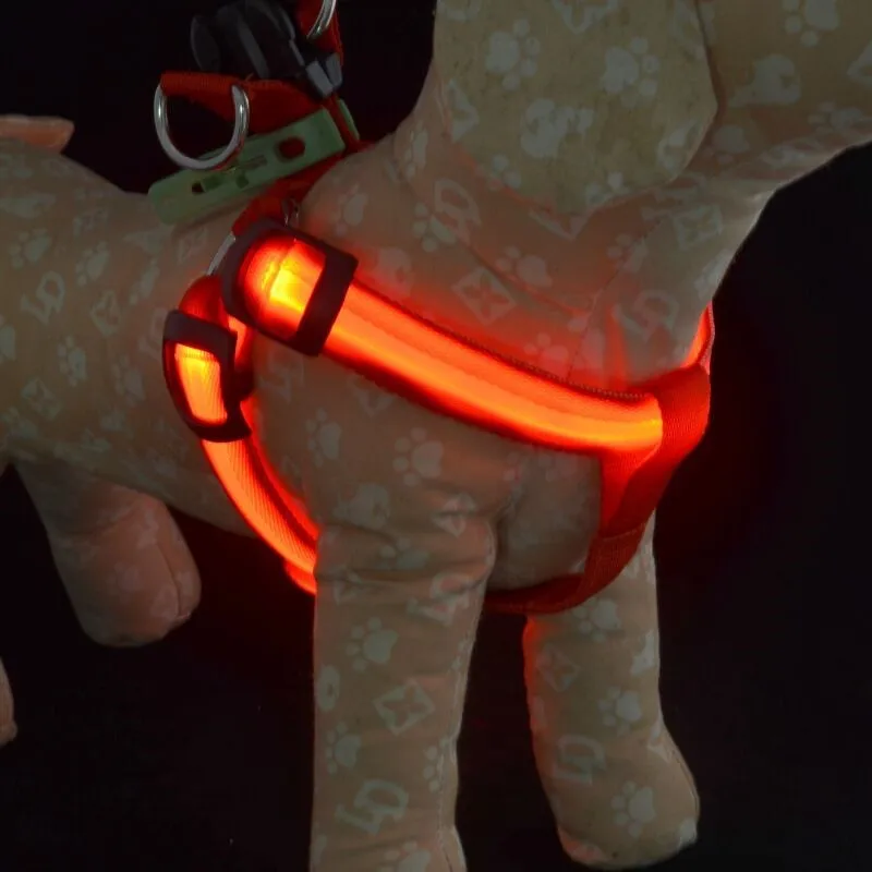 

FE19 free shipping USB rechargerable pet dog harness LED light pet belt luminous dog harness for medium large dogs