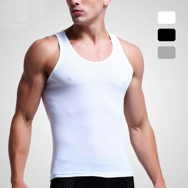2pc/pack summer new fashion cotton comfortable vest solid backing air movement mens undershirts NO BALL NO FADE