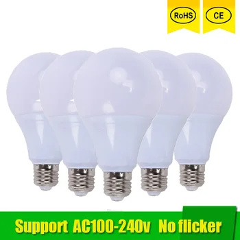 5pcs LED lamp E27 3W 6W 9W 12W 18W 21W SMD 2835 Real Power Led Light Bulb AC 220V 110V Cold Warm White Led ball bulb for home e27 3w 6500k 210 220lm 10 x smd 2538 led white light energy saving lamp bulb white ac 220v