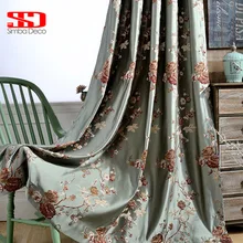 Chinese Luxury Blackout Curtains For Living Room Bedroom Embroidered Drapes Green Window Floral Kitchen Fabric Custom Size Panel