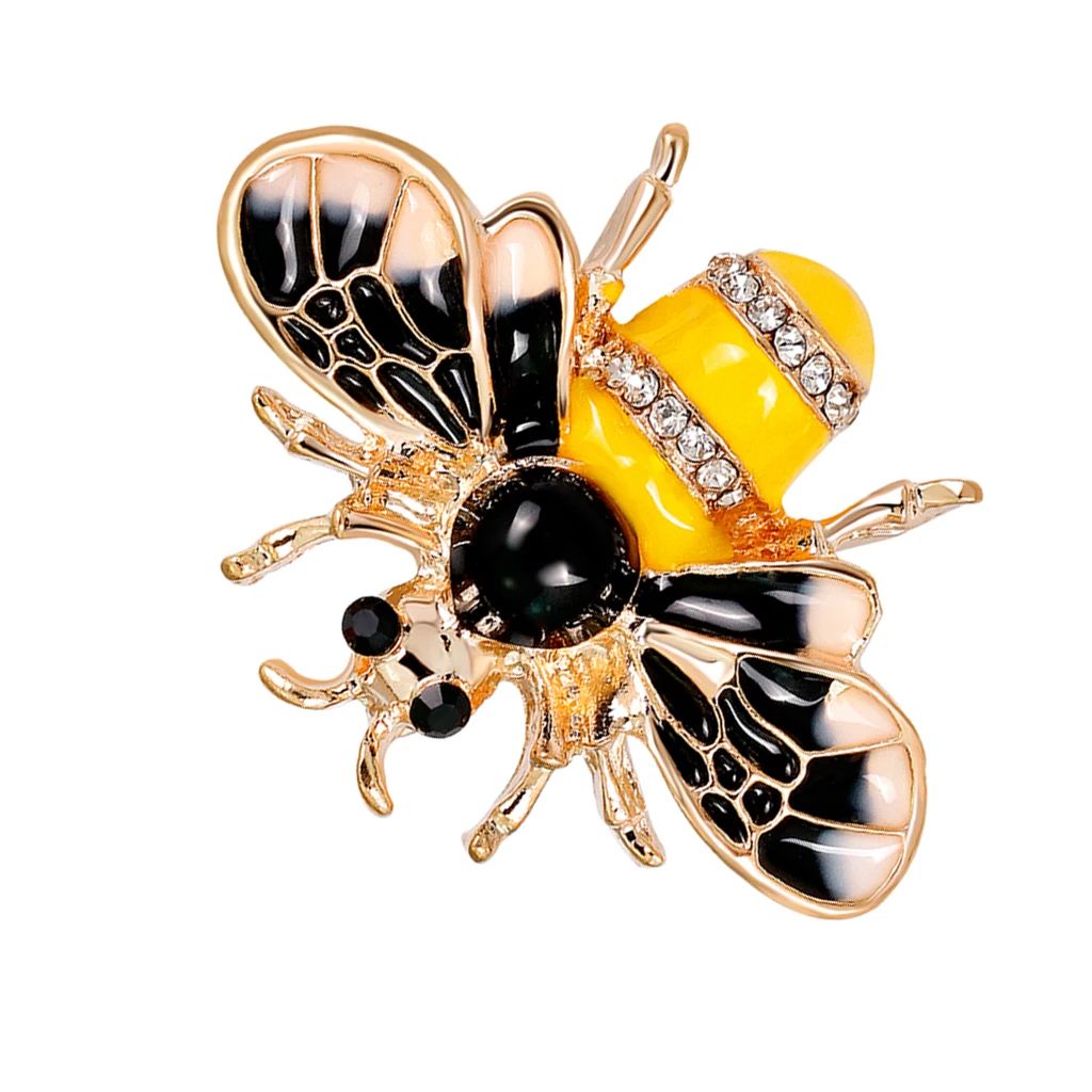 2 Pieces Cute Honeybee with Rhinestone Paved Bug Brooch Insect Lapel Pin Boutonniere Collar Badge Jewelry