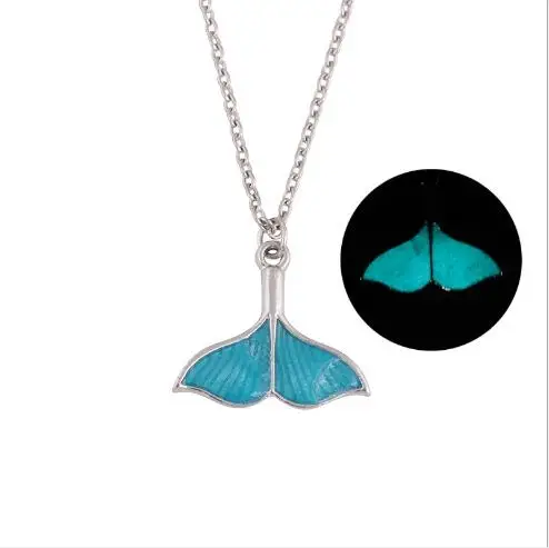 

Luminous Mermaid Tail Pendant Necklace for Women Girls Lovely Fish Tail Jewelry Silver color Christmas Mermaid Tail Necklace