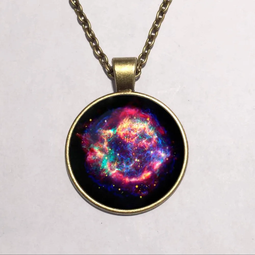 Cassiopeia ожерелье с дизайном «Туманность», подвеска с космическим принтом Галактикой, ожерелье с подвеской, винтажное ожерелье Corrente de prata Skyrim, Мои заказы
