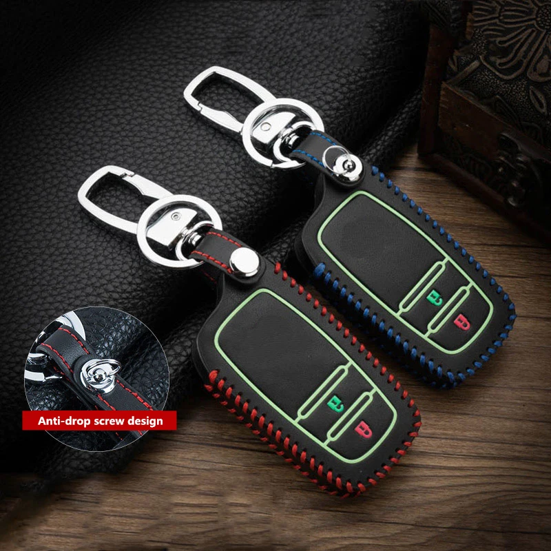 

2019 Luminous Leather Car Key Case For Toyota Highlander Camry CROWN REIZ Prado RAV4 Smart Key Car-styling