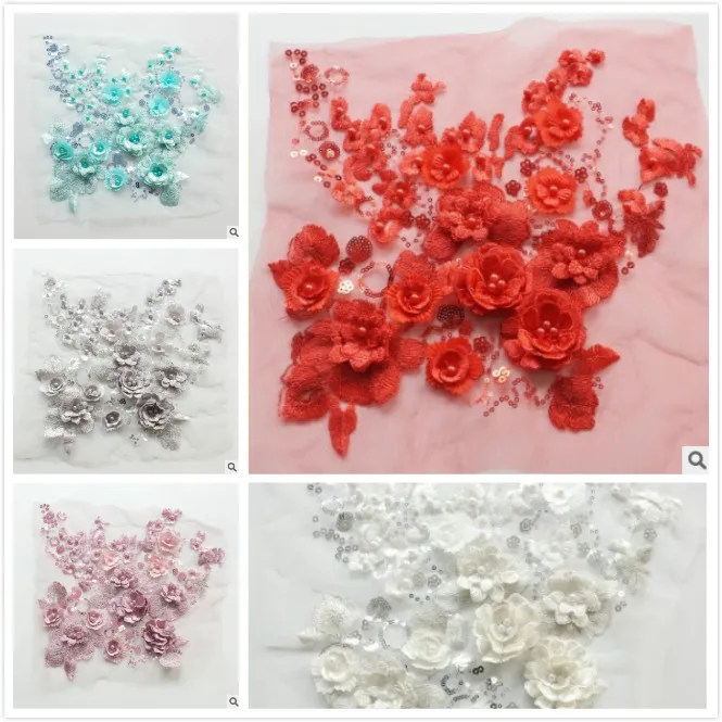 

2 PCS New Design Lace Wedding Dress Veil Beading Applique Bridal Headdress Collar Lace Fabric Patch Handmade DIY