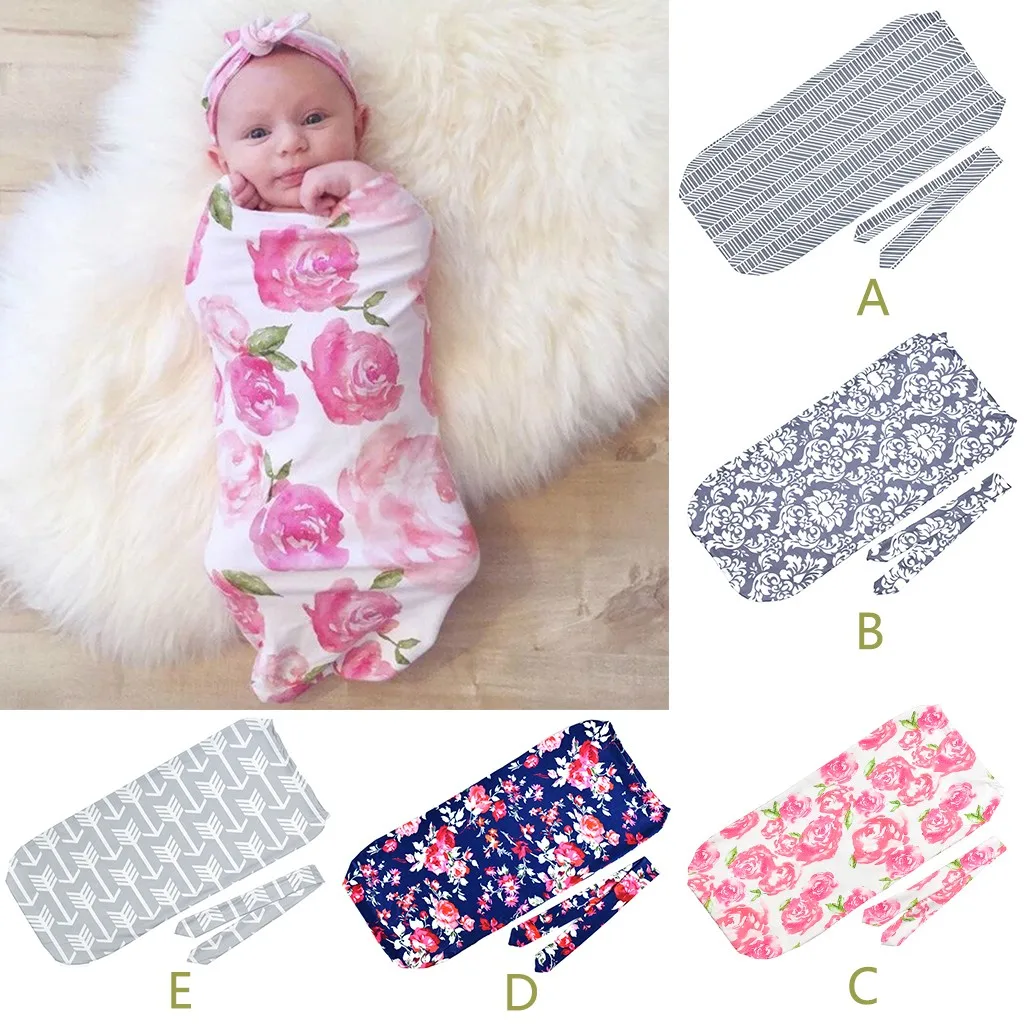 

baby swaddle blankets Newborn Baby Blanket Swaddle Print Sleeping Bag Kids Sleep Sack Stroller Wrap new born photography