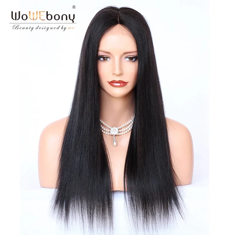 

Yaki Straight 13*4 Lace Front Human Hair Wigs Brazilian Remy Hair Lace Front Wig For Women Black Light Yaki Pre Plucked