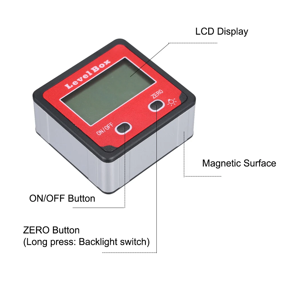 Цифровой дисплей, датчик угла, Цифровой Инклинометр, корпус из алюминиевого сплава, электронный транспортир, дальность измерения подсветки