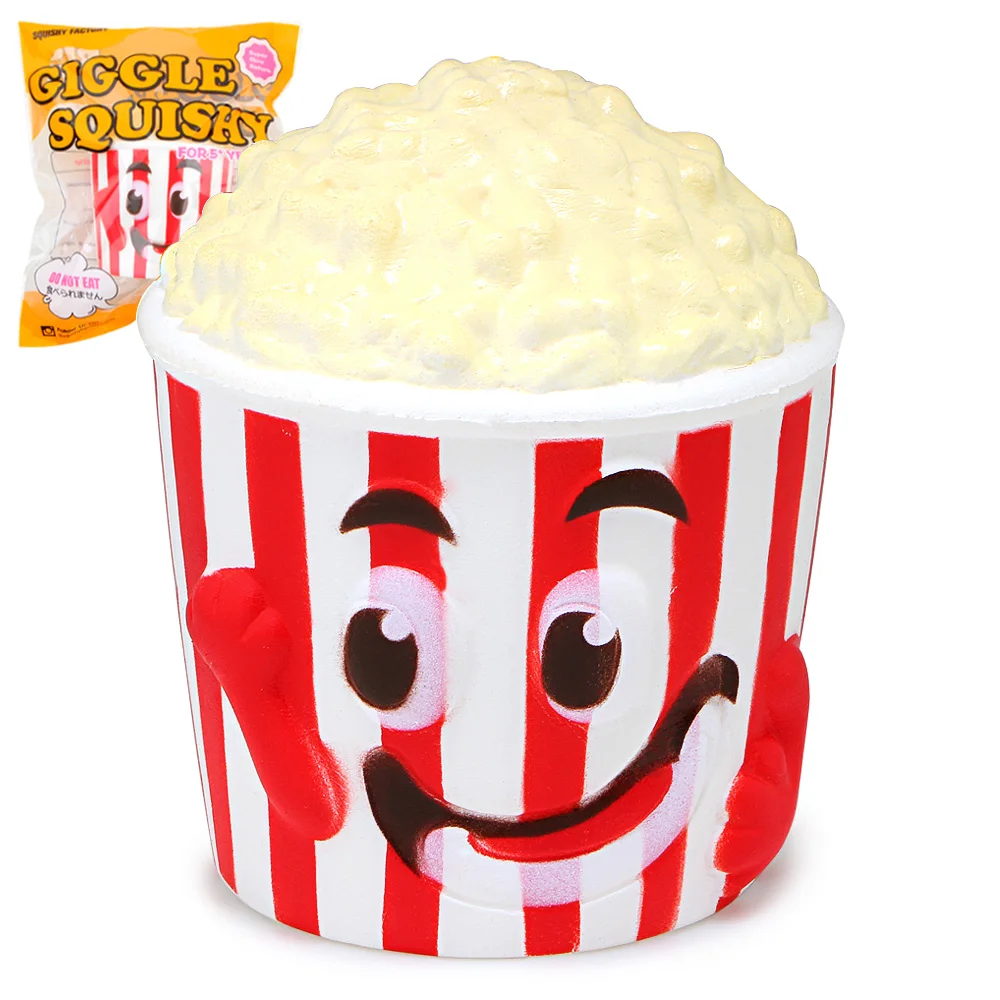 Jumbo Squishy Smile Popcorn Cup Super Slow Rising Cream Scented Original Package Stress Relief Toy Phone