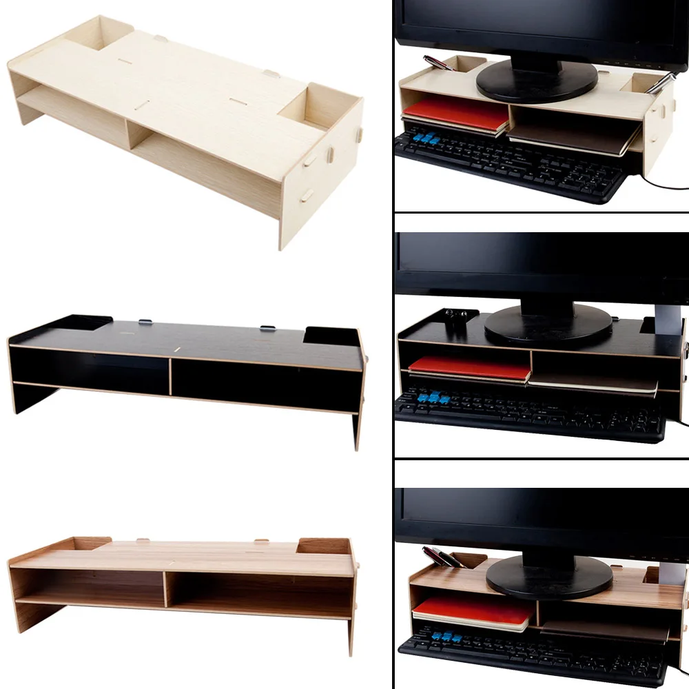 Decorative Wood Computer Monitor Riser Over Keyboard